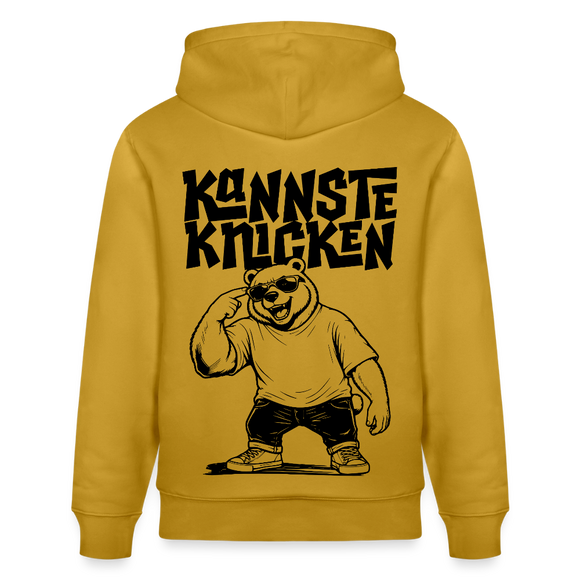 Berliner Spruch-KANNSTE KNICKEN-Unisex Bio-Hoodie mit Berliner Bär - Ocker