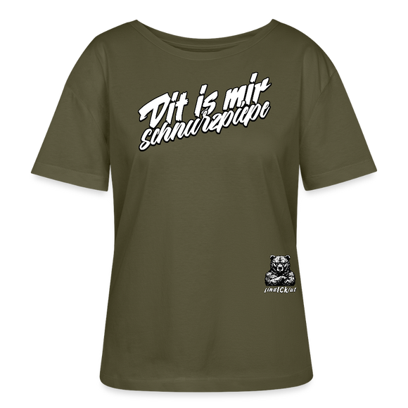 DIT IS MIR SCHNURZPIEPE-Rundhals Frauen Bio-T-Shirt - Khaki