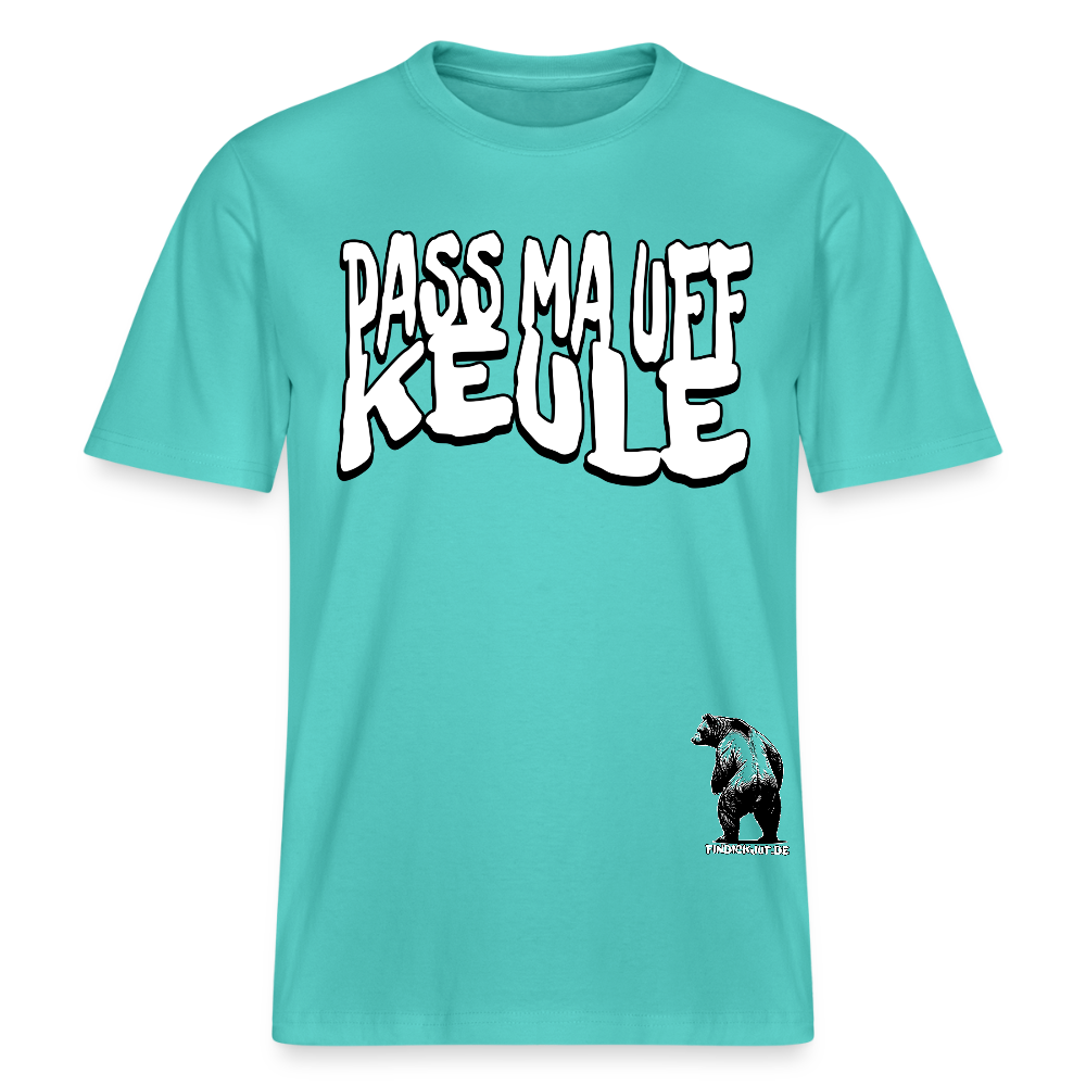 pass ma uff keule-Relaxed Fit Unisex Bio-T-Shirt II - Poolblau