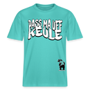 pass ma uff keule-Relaxed Fit Unisex Bio-T-Shirt II - Poolblau