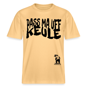 PASS MA UFF KEULE - Relaxed Fit Unisex Bio-T-Shirt - Hellgelb