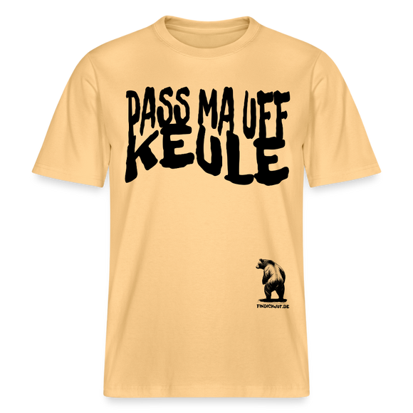 PASS MA UFF KEULE - Relaxed Fit Unisex Bio-T-Shirt - Hellgelb