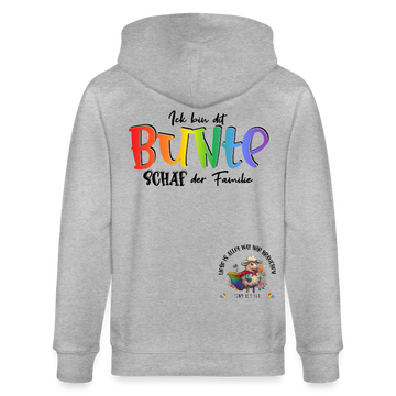 LIEBE IS BUNT-Unisex Bio-Kapuzenjacke - Grau meliert
