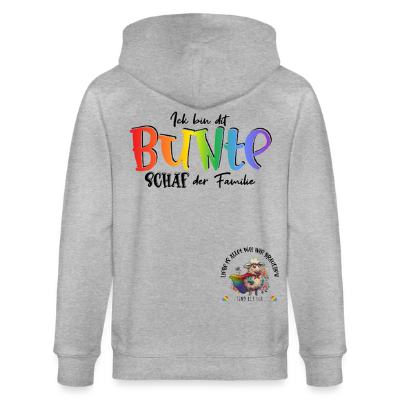 LIEBE IS BUNT-Unisex Bio-Kapuzenjacke - Grau meliert