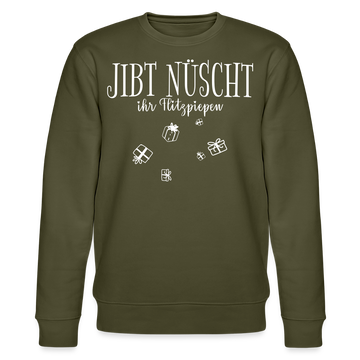 JIBT NÜSCHT zu Weihnachten in Berlin-Unisex Bio-Sweatshirt - Khaki