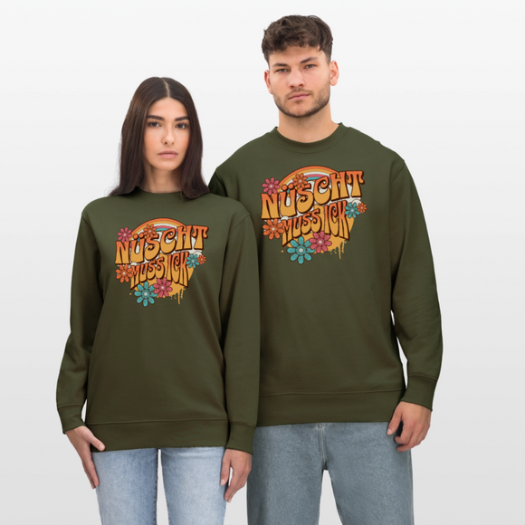 BERLINER RETRO-NÜSCHT MUSS ICK-Unisex Bio-Sweatshirt - Khaki