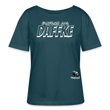 Berliner Spruch-AUS DAFFKE-Rundhals Frauen Bio-T-Shirt - Dunkles Petrol