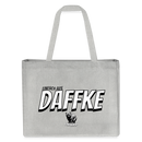 "EINFACH AUS DAFFKE"-Print auf grosser Einkaufstasche aus 80% recycelter Baumwolle, mit robust gefalteter oberer Kante und verstärkten Henkel – perfekt für den Kiez-Einkauf!-grau-meliert