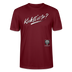 weisser Handgezeichneter Schriftzug "Kiekst'n so?" in schwungvoller Schreibschrift - typisch Berliner Spruch auf T-Shirt - Burgunderrot