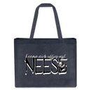 „Große Einkaufstasche mit dem Berliner Spruch ‚EENMA NICH UFFJEPASST – NEESE‘. Robuste Qualität, lange Henkel mit Kreuzstich und nachhaltiges Material aus recycelter Baumwolle und Polyester.“ - midnight Blue
