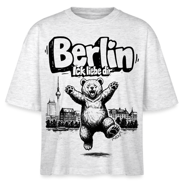Berlin Souvenir-Frauen Boxy Bio-T-Shirt-BERLIN ICK LIEBE DIR - Weiß meliert