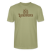 Unisex T-Shirt mit Brustprint ‚LAUBENPIEPER‘ – gerade geschnitten, 100% Bio-Baumwolle, perfekt für Schrebergarten-Liebhaber. - Nebelgrün mit braunem Print