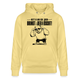 Berliner Bär mit Berliner Spruch-NETT KANN ICK OOCH-Unisex Bio-Hoodie - Gelb Viva 