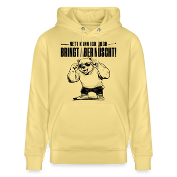 Berliner Bär mit Berliner Spruch-NETT KANN ICK OOCH-Unisex Bio-Hoodie - Gelb Viva 