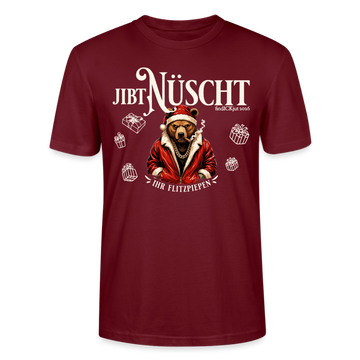 JIBT NÜSCHT-Unisex T-Shirt Berliner Ansage und Berliner Bär - Burgunderrot