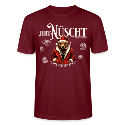 JIBT NÜSCHT-Unisex T-Shirt Berliner Ansage und Berliner Bär - Burgunderrot