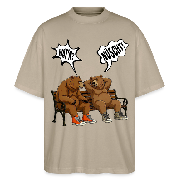 Berliner Bär Shirt mit Berliner Schnauze-WATN? NÜSCHT-Oversized Unisex Bio T-Shirt - Steingrau