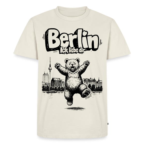 Berlin Souvenir-Männer Premium Bio T-Shirt-BERLIN ICK LIEBE DIR - Naturweiß