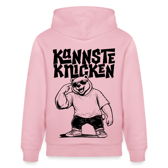 Berliner Spruch-KANNSTE KNICKEN-Unisex Bio-Hoodie mit Berliner Bär - Hellrosa