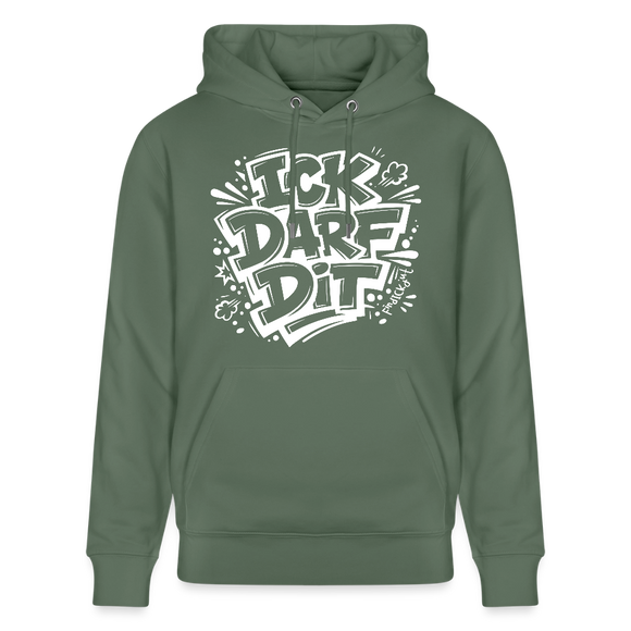 ICK DARF DIT-Unisex Bio-Hoodie mit Berliner Spruch - Tanngrün