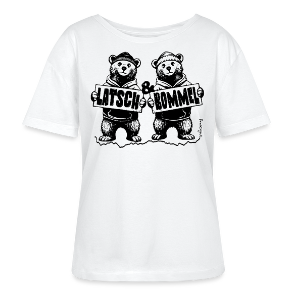 LATSCH & BOMMEL-Rundhals Frauen Bio-T-Shirt - Weiß