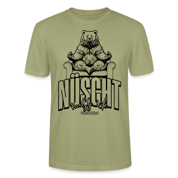 Berlin Shirt mit Schnauze - NÜSCHT muss ick 2025-Unisex,Bio - Nebelgrün