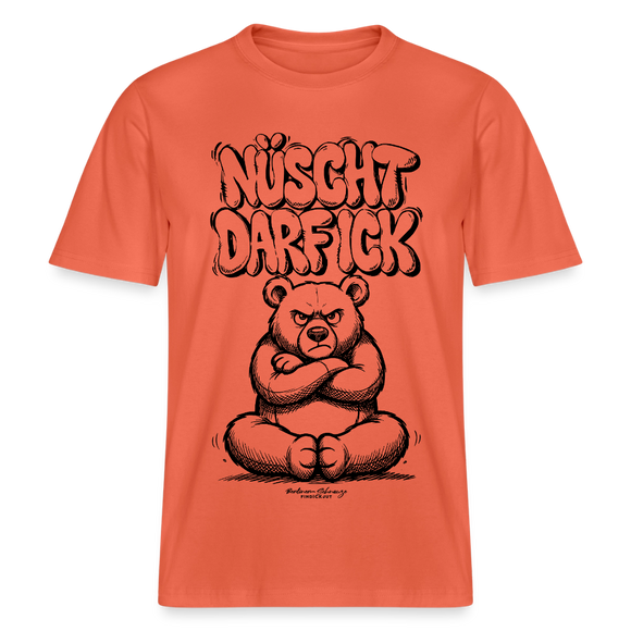 Berlin Shirt mit Illustration-NÜSCHT DARF ICK-RELAXED FIT Unisex Organic T-Shirt - Hellrot