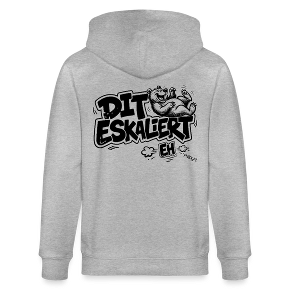 DIT ESKALIERT EH-Unisex Bio-Kapuzenjacke mit Berliner Schnauze - Grau meliert