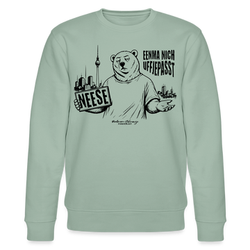 Berlin Souvenir mit Berliner Schnauze-NEESE-Unisex Bio-Sweatshirt - Helles Graugrün