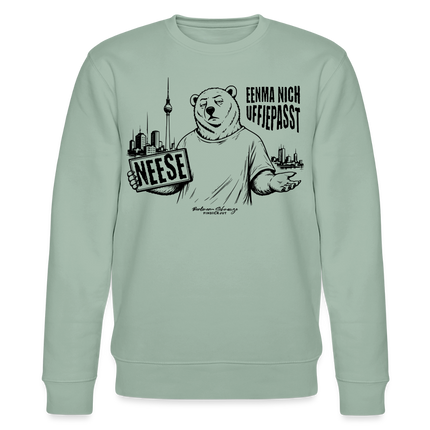 Berlin Souvenir mit Berliner Schnauze-NEESE-Unisex Bio-Sweatshirt - Helles Graugrün