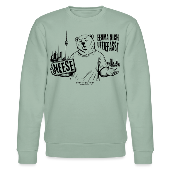 Berlin Souvenir mit Berliner Schnauze-NEESE-Unisex Bio-Sweatshirt - Helles Graugrün