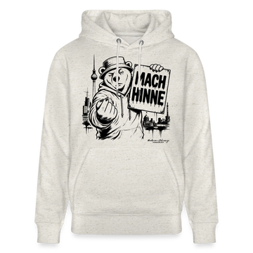 Berlin Souvenir mit Berliner Schnauze-MACH HINNE-Unisex Bio-Hoodie - Beige meliert