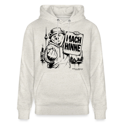 Berlin Souvenir mit Berliner Schnauze-MACH HINNE-Unisex Bio-Hoodie - Beige meliert