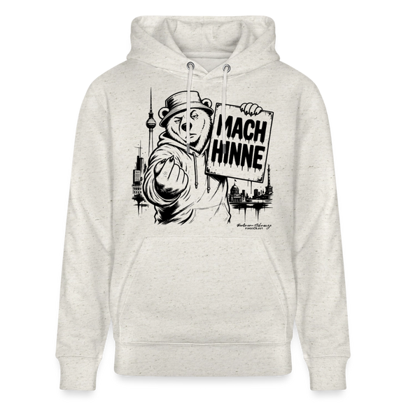 Berlin Souvenir mit Berliner Schnauze-MACH HINNE-Unisex Bio-Hoodie - Beige meliert
