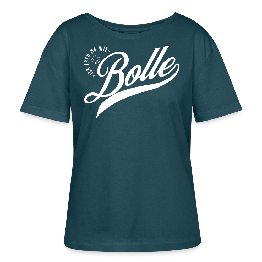 ICK FREU MA WIE BOLLE-Rundhals Frauen Bio-T-Shirt - Dunkles Petrol