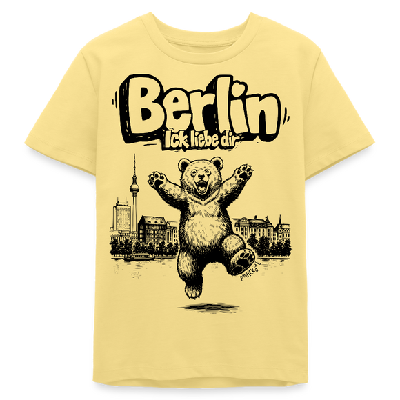 Berlin Souvenir-Bio Teenager T-Shirt-BERLIN ICK LIEBE DIR - Gelb Viva 