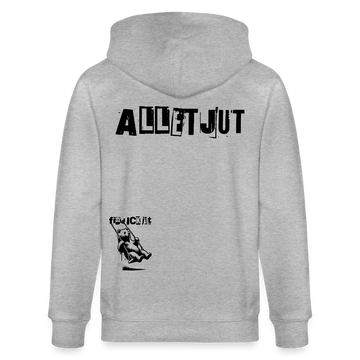 ALLET JUT-Unisex Bio-Kapuzenjacke-BACKPRINT - Grau meliert