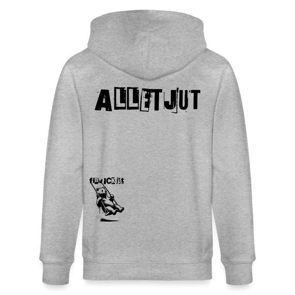 ALLET JUT-Unisex Bio-Kapuzenjacke-BACKPRINT - Grau meliert