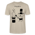 leichtes Unisex Berlin T-Shirt „OHNE WORTE“ mit schwarzem Berliner Schnauze Motiv, Zauberhut, erhobenem Mittelfinger und kleinem Bären im Magier-Look. - Beige