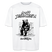  Oversize Unisex T-Shirt mit Frontprint in kultiger Berliner Schnauze "druff JESCHISS'N" , breitem Stehkragen, aus 100% Bio-Baumwolle, 200 g/m² Stoffdichte. - Weiß