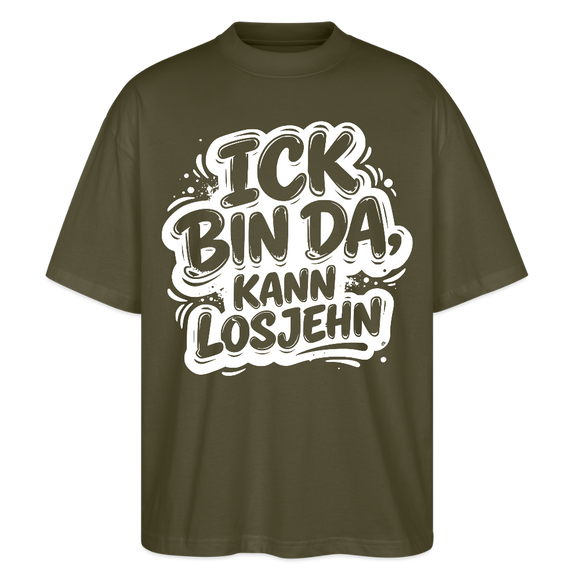 Berlin Shirt-ICK BIN DA KANN LOSJEHN-Oversized Unisex Bio T-Shirt - Khaki