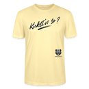 schwarzer, weiss umrandeter Schriftzug "Kiekst'n so?" im Berliner Dialekt, geschrieben in einer dynamischen, handgezeichneten Pinselstrich-Optik. - auf Bio unisex T-shirt- Creme