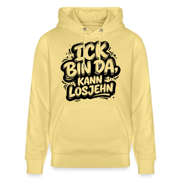 BIN DA, KANN LOSJEHN-Unisex Bio-Hoodie II-Berliner Spruch - Gelb Viva 