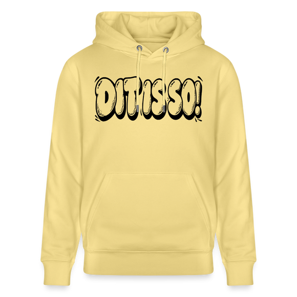 Berlin Hoodie „DIT IS SO!“ – Unisex Bio-Hoodie mit Berliner Schnauze - Gelb Viva 