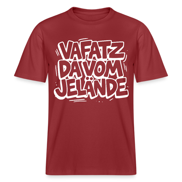 Berliner Spruch-VAFATZ DA VOM JELÄNDE- RELAXED FIT Unisex Bio T-Shirt - Erdrot