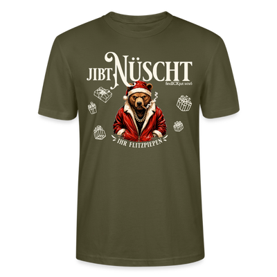 JIBT NÜSCHT-Unisex T-Shirt Berliner Ansage und Berliner Bär - Khaki