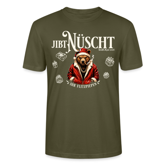 JIBT NÜSCHT-Unisex T-Shirt Berliner Ansage und Berliner Bär - Khaki