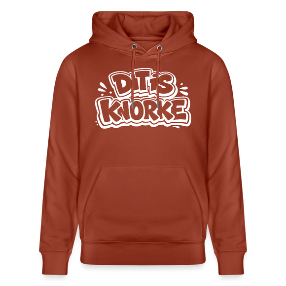 DIT IS KNORKE-Unisex Bio-Hoodie mit Berliner Spruch - Terrakotta
