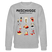 grau melierter Unisex Sweater mit Berliner Spruch in schwarz "MESCHUGGE – Na und!? Dit fetzt urst." und bunten Illustrationen, reguläre Passform, Bio-Baumwolle, Frauen sollte eine große kleiner bestellen