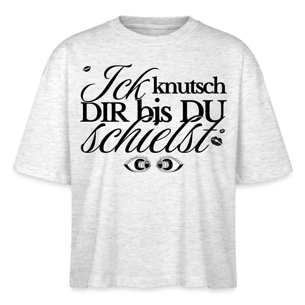 ICK KNUTSCH DIR - Frauen Boxy Bio-T-Shirt - Weiß meliert